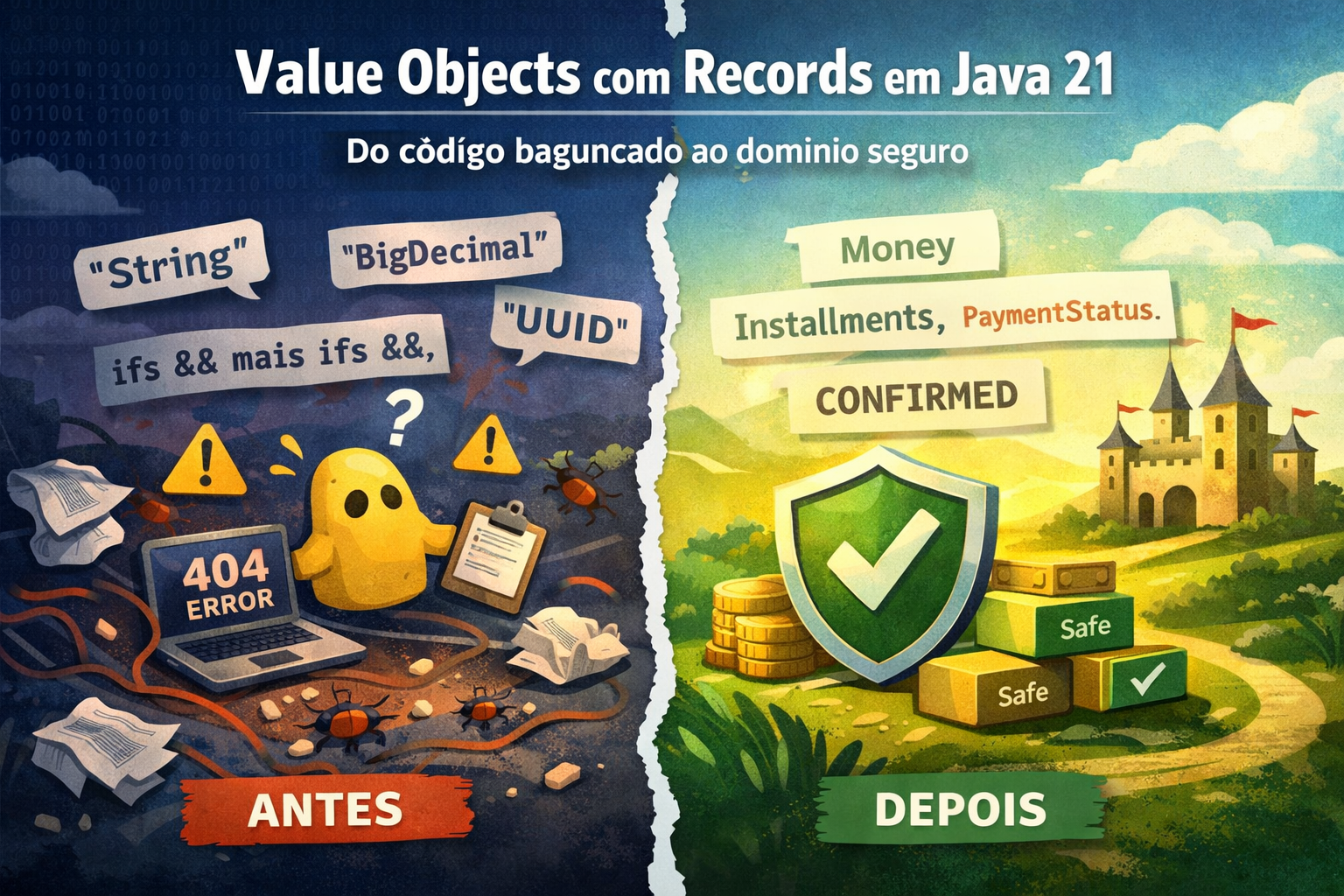 Value Objects com Records em Java 21: menos "String solta", mais domínio que se protege